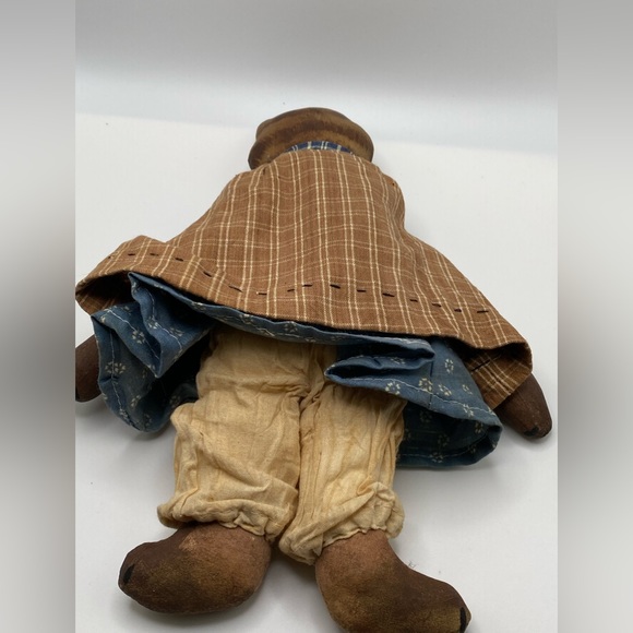 Primitive Folk Art Calico Cat Doll Artisan made painted cloth patchwork kitty - Picture 2 of 3